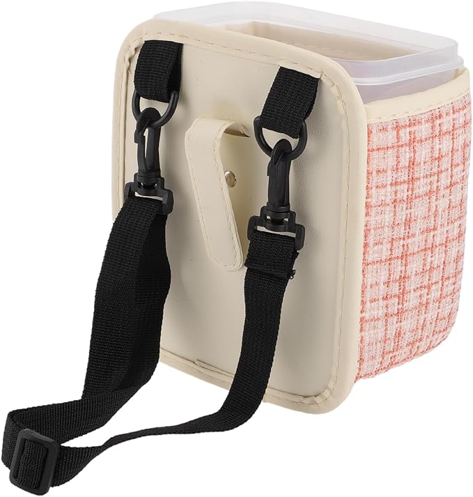 Car Trash Can Portable and Hanging 5.9" Length 4.3" Width 7.5" Height Trash Bin Fabric Pink 1 Pcs