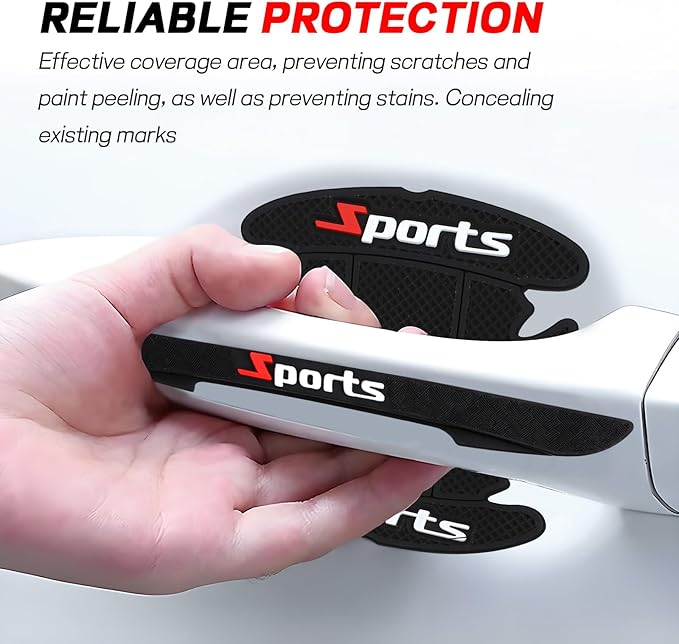 Hovom 8PCS Car Door Handle Protector, Sports Car Door Handle Bowl Sticker, Anti-Scratch Auto Doors Handles Paint Guard Cover, Vehicle Doors Handles Cup Stickers Scratch Protector (Black)