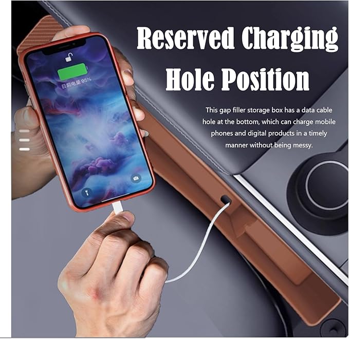 Berylins Seat Gap Storage Box for Your Car,Trucks, Auto Seat Gap Filler Organizer 2 Pack, Fill the Gap Space Between the Console and Side Seats, Universal Car Accessories Gap Storage Organizer, Brown