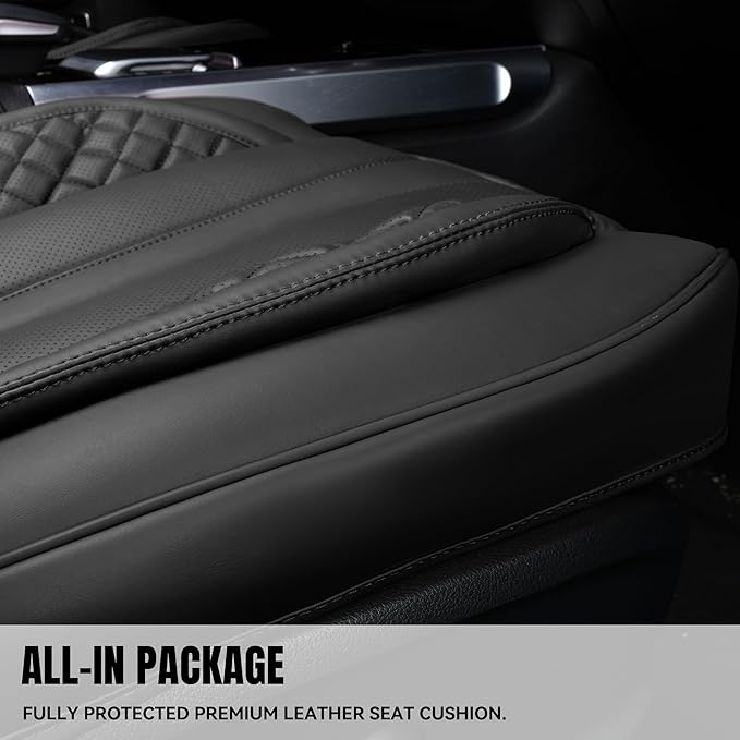 CAR PASS Waterproof Leather Back Seat Covers, Nappa PU Leather Rear Seat Bench Cushioned Breathable Back Row Protector Universal Fit for Car Sedan SUV Pickup Truck, Backseat Rear (Black)