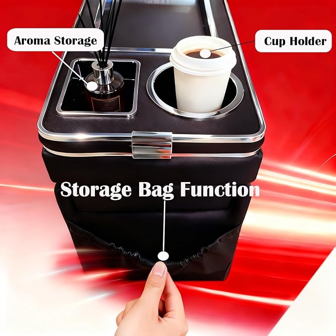 YURSENJIE Truck Center Console Organizer Between Seat for Minivans, SUVs, Middle Van Bench Organizer for Floor Between The Back Seat Console 18 Wheelers with Sliding Lid Design