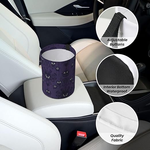 Haunted Mansion Car Trash Can Leak Proof Hanging Waterproof Garbage Can Multipurpose Trash Bin for Car SUV Front Seat Headrest Collapsible and Portable Storage Pocket