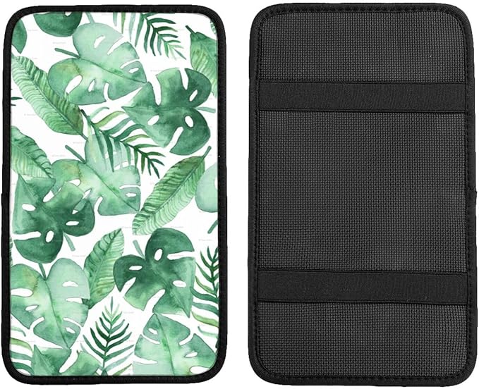 Tropic Leaf Auto Center Console Armrest Cover Pad, Universal Fit Waterproof Comfort Car Armrest Cushion for Most Vehicle SUV Truck