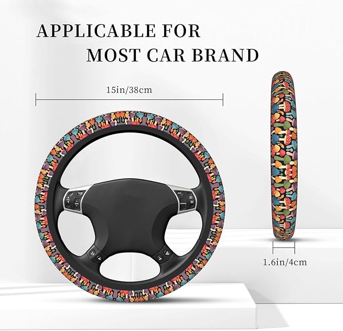 Mushroom Universal Fit Steering Wheel Cover for Car, Truck, and SUV, Durable Steering Wheel Protection