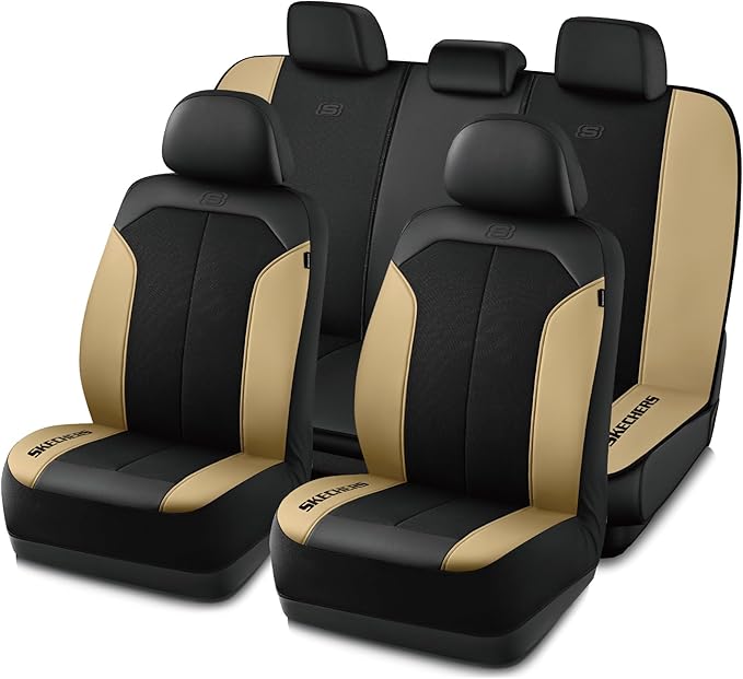 Skechers Car Seat Covers,GOGA Mat Oxford Cloth Seat Covers,Waterproof Car Seat Covers Full Sets,Automotive Universal Fit Seat Cover for Most Cars, Suvs, Trucks,Beige