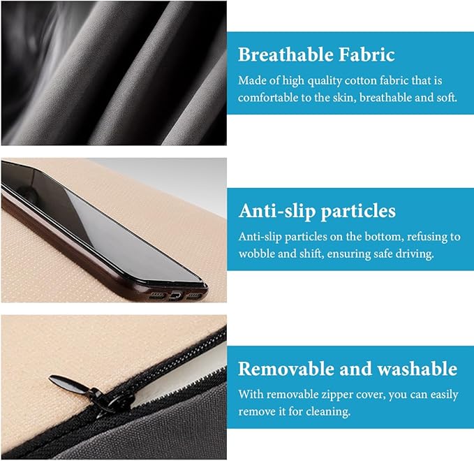 Car Seat Cushion, Comfort Ergonomic Memory Foam Seat Cushion for Tailbone Back Pain Relief, Breathable Car Cushion Suitable for Short People Driver to Get Better View (Coffee)