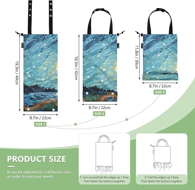 ALAZA Hanging Car Trash Bags Garbage Bag Trash Can for Back Seat Small Starry Sky Night Washable Storage Bag Retractable 2 Pack