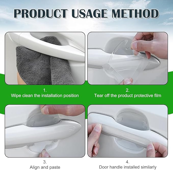 8Pcs Transparent Car Door Handle Scratch Protector Door Handle Protector Waterproof and Scratch Resistant Paint Protection Pad Suitable for Most Car (Door Handle Protector)