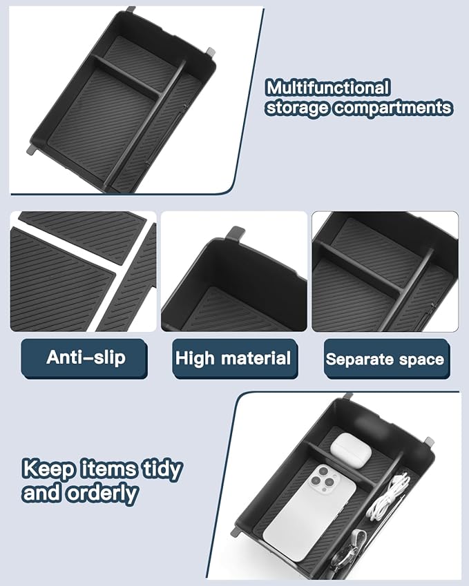 Ruiya (2Pack) 2026 Palisade Center Console Organizer,for Hyundai 2026 Palisade Calligraphy Accessories Upper & Lower Layer Armrest Console Glove Tray Compatible with 2026 Hyundai Palisade Calligraphy