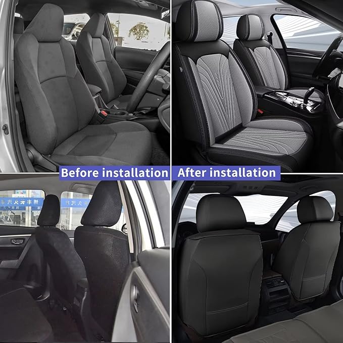 DISUTOGO Front Seat Covers Fit for Nissan Maxima 2011-2023 Waterproof Faux Leather Automotive Cushion Protector Car seat Covers Compatible Airbag(2 Seats, Grey)