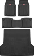 Motor Trend FlexTough™ Deep Dish Plus Rubber Car Floor Mats with Trunk Mat Cargo Liner, Front & Rear Combo Set fits Most Car SUV Van Coupe Sedan, Heavy Duty All Weather Trim to Fit