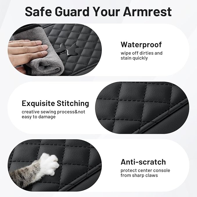 Autorder Center Console Cover for 2019-2025 2026 Chevy Silverado/GMC Sierra Accessories Armrest Cushion Cover Nappa Leather Middle Console Covers Console Cushion Pad Anti-Scratch(Bucket Seat Only)