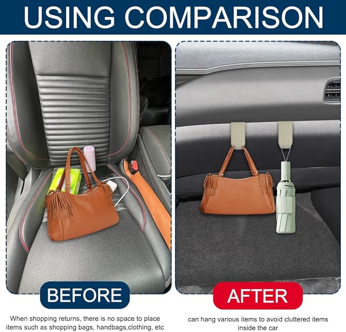 Car Co-Pilot Glovebox Hooks, Glove Box Organizer for Car, Anti-Scratch Vehicle Passenger Seat Storage Hanger, Auto Accessories Auto Glove Box Front Seat Hook for SUV Sedan Truck (Beige)