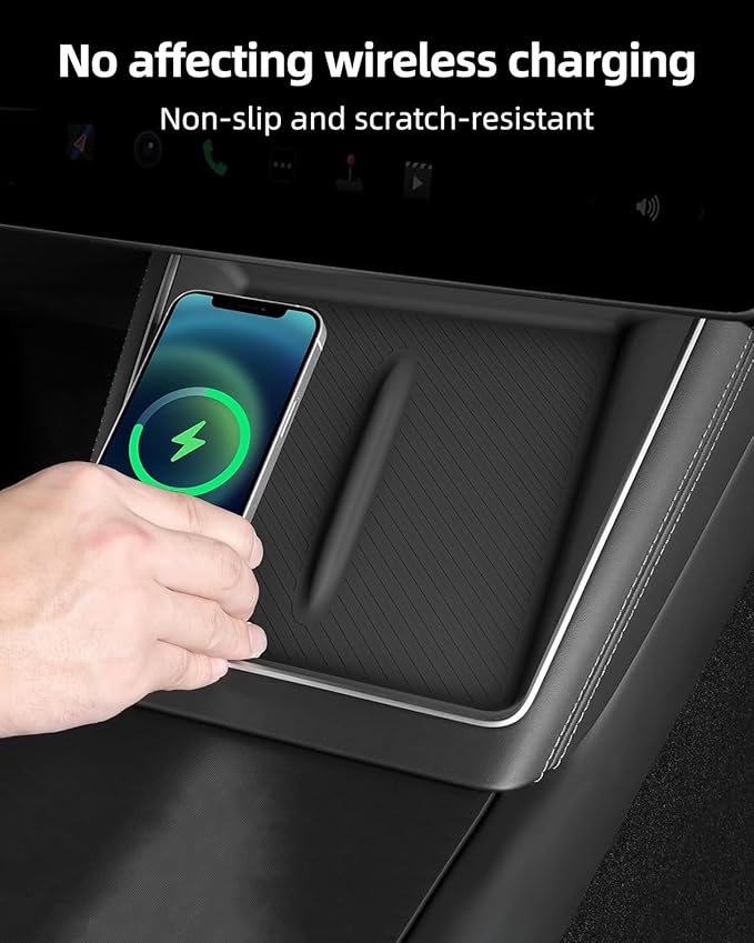 Model Y Juniper Centre Control Wireless Charging Mat，Center Console Wireless Charger Pad Compatible with Tesla Model Y Juniper 2025 (Model y Juniper Charger mat B)