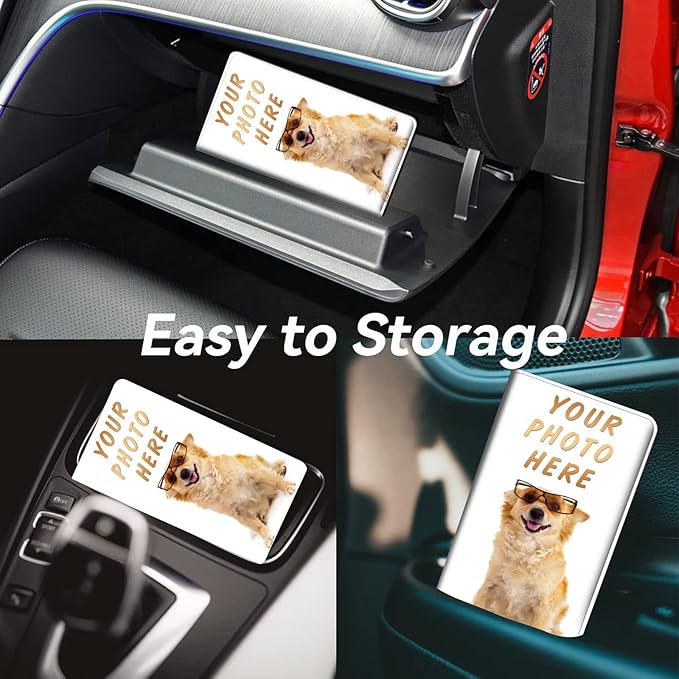Mxfdegf Customized Registration & Insurance Holder, Leather Car Glove Box Organizer, Cool Accessories for ID, Driver's License & Essential Documents, Business Cards - Men & Women