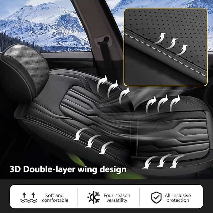 YORKNEIC Fit for kia Cadenza Seat Covers Full Set 2014-2020: 5 Seats Waterproof Leather Car Seat Covers Protector (2 Row 5 Seat, Black)
