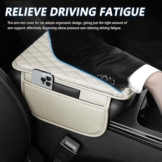 Car Center Console Cover for Hummer H2 2003-2009, Car Armrest Cover Cushion Arm Rest Cover Auto Interior Arm Rest Seat Box Pad Accessories,Beige