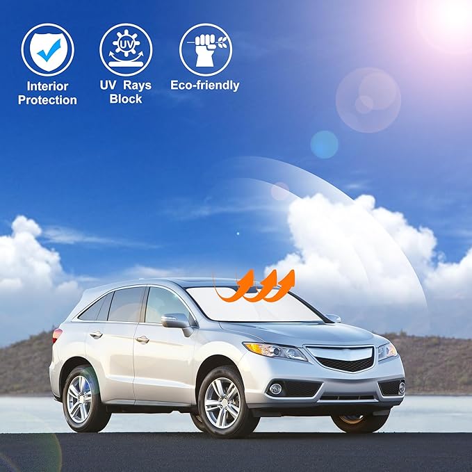 Windshield Sun Shade Custom Fit for 2013-2018 Acura RDX Accessories Foldable Sunshade Sun Blocker Protect Car from Sun Rays & Heat Damage Keep Car Cooler