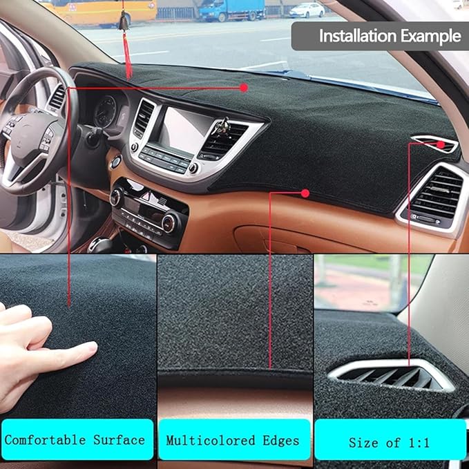 Fit for Ford EcoSport BK ST-Line 2018-2022,Dashboard Cover,Black Dash Board Cover,Non-Slip Interior Dash Covers,Car Accessories