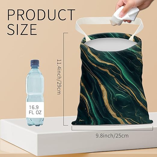 BEAKND Hanging Car Garbage Bag, Cute Car Trash Can Bag, Automotive Accessories for Women Men Luxury Green Marble