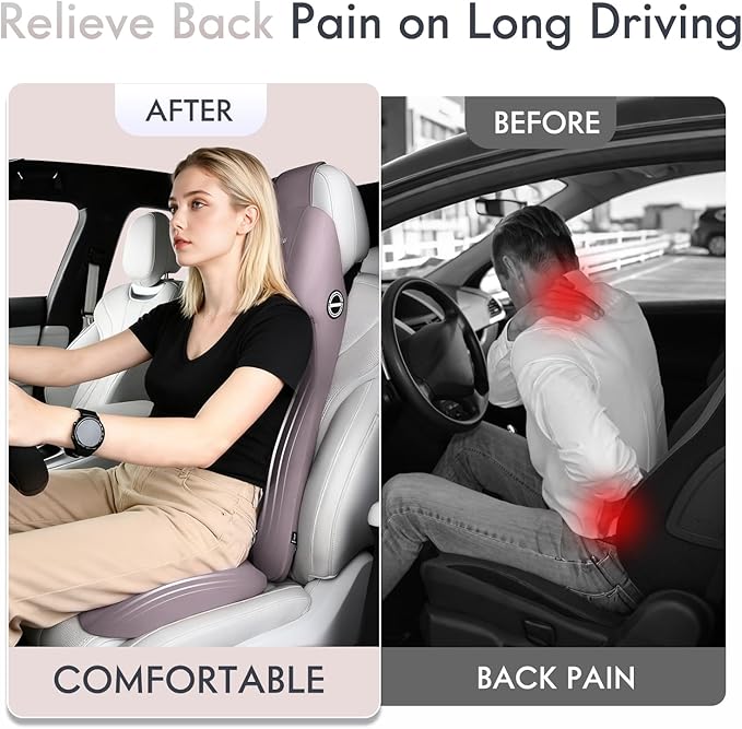 FLORICH Car Seat Cushion with Neck Pillow Lumbar Support Kit Memory Foam Seat Cushion for Car Ergonomic Back Support Headrest for Driving Car Seat Pillow Back Sciatica Tailbone Pain Relief, Gray