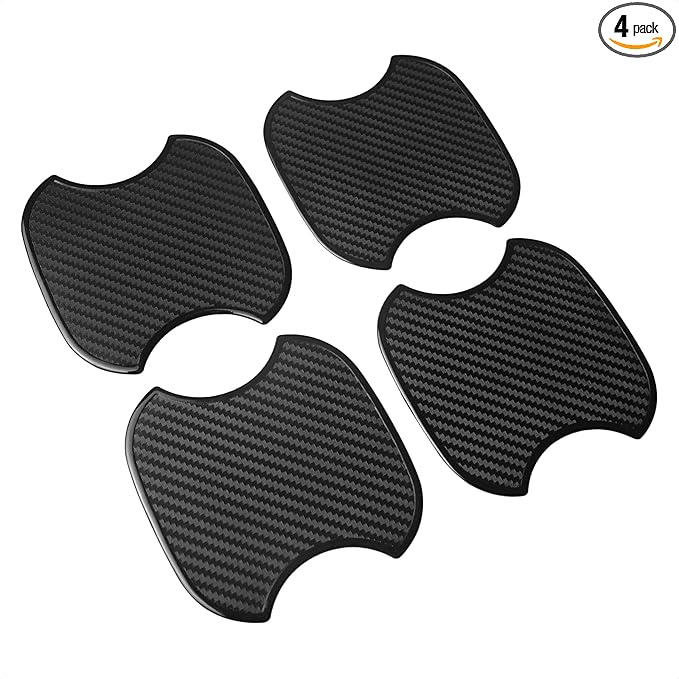 WORCAS 4 Pcs Carbon Fiber 3D Texture Car Door Handle Protector Pad Scratch Resistant Durable Premium Protection for Car Door Handles Prevents Scratches and Wear M Size