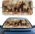 Brown Bears Car Windshield Sunshades Wildlife Animals White House USA Flag Front Window Sun Shade Blocks UV Rays Sun Visor Protector for Car Sedan Truck SUV Accessories 59" L x 31.5" W