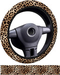 Car Steering Wheel Cover, Universal 15 Inch Neoprene Non-Slip Steering Wheel Covers, Funny Car Accessories for Women Men Fit Auto, Suvs, Truck Cute Brown Leopard