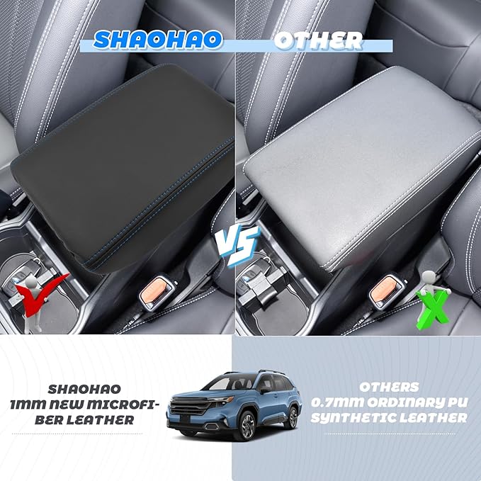 SHAOHAO for 2025 Subaru Forester Center Console Cover for 2025 Subaru Forester Accessories (Base/Premium/Sport/Limited/Touring) Car Armrest Cover Anti-Scratch Middle Lid Leather Cover