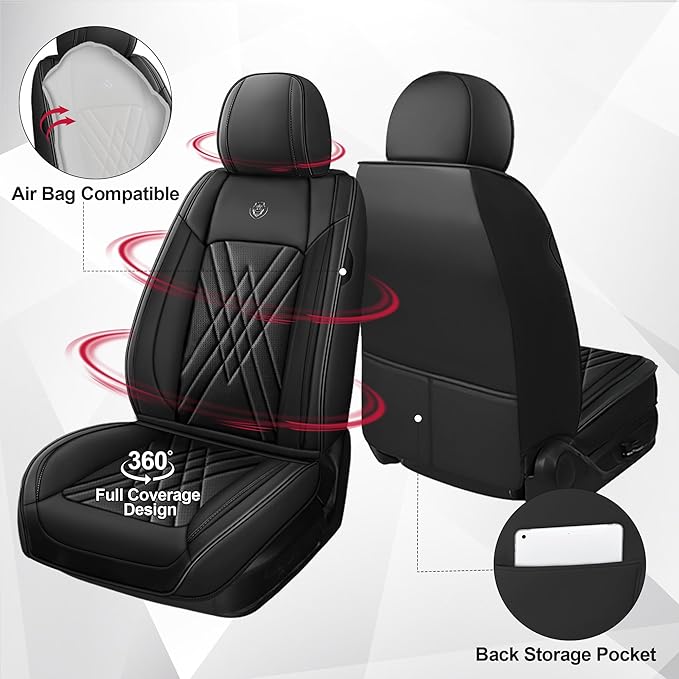 JGDL Car Seat Covers for Subaru Crosstrek 2016-2026, 2 Piece Set Nappa Leather Non-Slip Seat Protectors, Breathable Seat Cover Set. (Standard 2 Seats, Black)