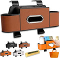 Multifunctional Car Organizer and Storage Box, 3-in-1 Car Backseat Organizer with 2 Cup Holders & Hooks, Back Seat Car Organizer for Most Vehicles, for Hold Phones/Snacks/Drinks/Handbags (Brown)
