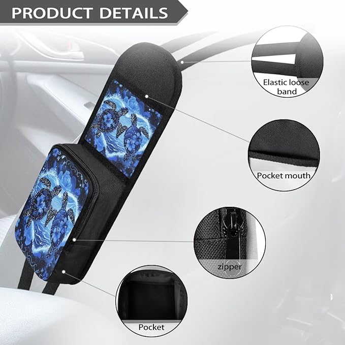 Floral Sea Turtle Auto Seat Side Storage Organizer Heart Print Car Seat Storage Bag Car Purse Holder Automotive Consoles & Organizers for Phone Storage Car Organizer