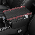 NBTEPEM Bling Car Center Console Cover, Leather Car Arm Rest Cover Cushion with 2 Storage Bags, Universal Automotive Armrest Protector Storage Box, Bling Accessories Interior for Most Vehicles (Red)