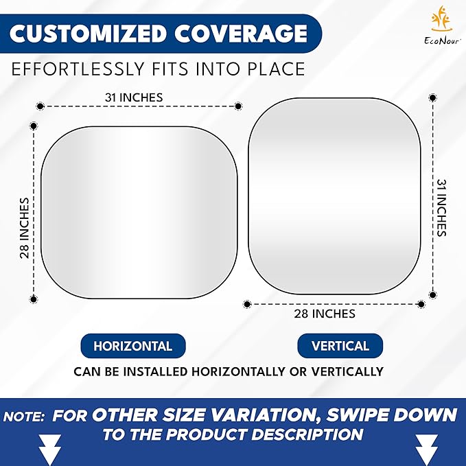 EcoNour Car Windshield Sun Shade Foldable | Front Windshield Shade for Sun, Heat and UV Rays | Sunshade for Car Front Window and Interior Sun Protection | M-(31 * 28 inches)