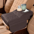 Car Center Console Armrest Pillow, 13.4"×7.5"×2" Leather Auto Arm Rest Cover with Pocket & Tissue Box & Cup Holder, Multifunctional Vehicle Armrest Cushion Pad, Car Accessories (Brown)