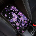 Purple Butterfly Car Center Console Cover Soft Arm Rest Cover Car Easy to Install Cars Interior Automotive Universal Size Fit for Most Cars SUVs Trucks Vans