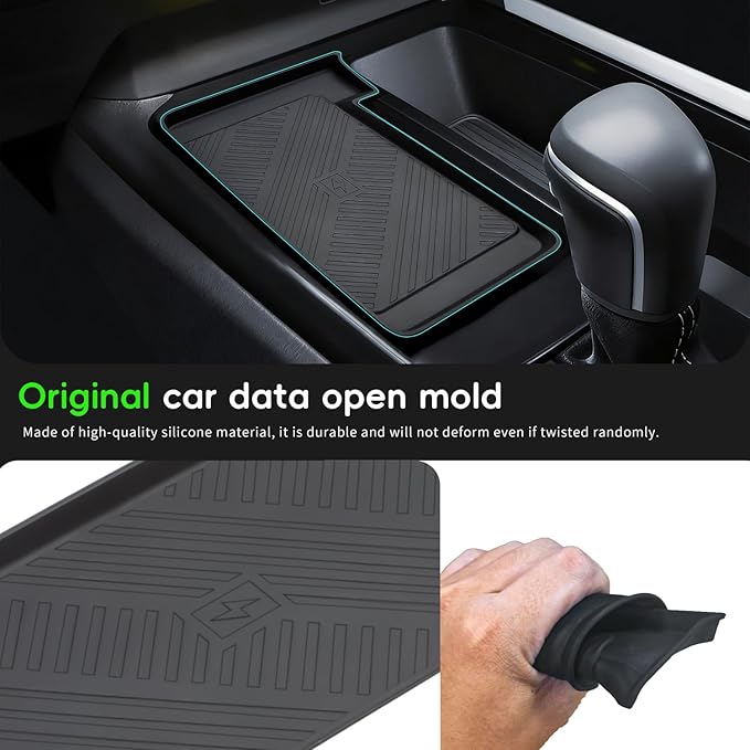 Auovo Wireless Charging Mat Compatible with 2025 2026 Toyota Camry Accessories Center Control Liner Anti-Slip Silicone Interior(Black Version 2)