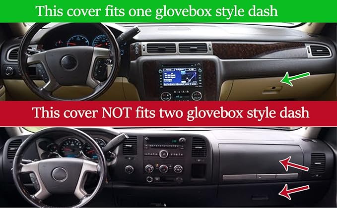 Dash Cover Mat Fit for 2007-2014 GMC Yukon,2007-2013 Chevy Chevrolet Silverado 1500 LTZ/Avalanche/Suburban,07-14 Tahoe, Dashboard Cover Carpet Pad w/o Dash Speaker (Dark Gray)