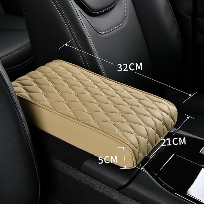 WOODHAWK Car Center Console Cushion Pad Memory FoamArmrest Cover for Universal Cars Arm Rest Seat Box Protector (Beige)