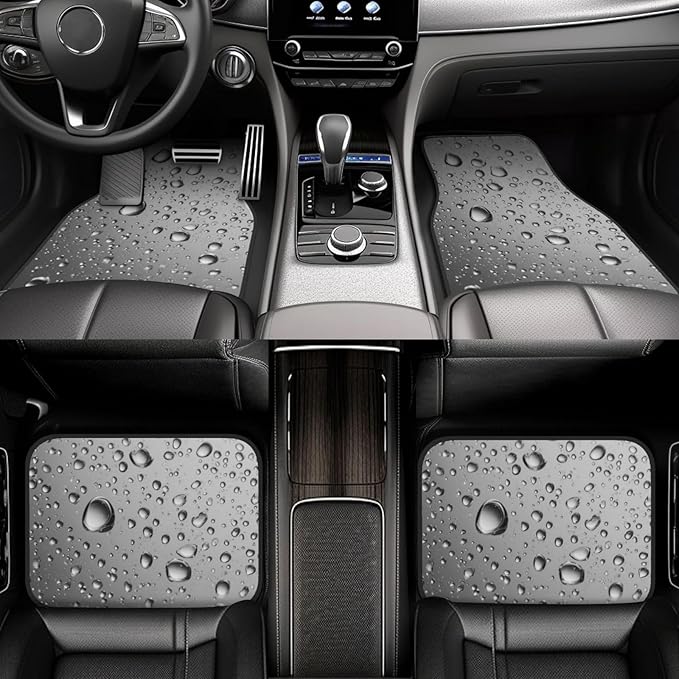 Water Droplets Car Floor Mats,4 Piece, Car Rug Durable Anti-Slip Waterproof Trim to Fit Liner Universal Fit Auto,Sedan,SUV,Truck