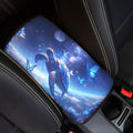 Butterfly Moon Sea Turtle Soft Armrest Seat Box Cover Car Armrest Cushion Car Decor Protective Car Accessories Fit for Most Cars, Vehicles, SUVs