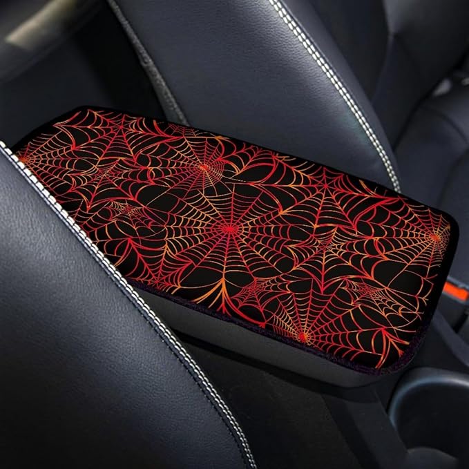 Mintutlipy Red Spider Web Car Center Console Cover Car Seat Box Cover Anti-Scratch Dust Proof Armrest Protector for Pets Dogs Carts