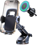 New 2025 Vacuum Magnetic Phone Suction Holder, 15W Wireless Charger for MagSafe Car Mount & Dashboard Windshield Vent Holder, All-Weather Suction for Uber, iPhone 16/15/14 Pro Max Plus