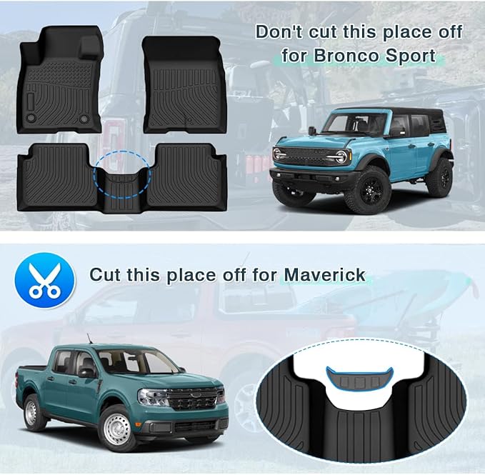 Cartist Floor Mats Custom Fit for 2022-2025 Ford Maverick (Not fit Hybrid) / Bronco Sport 2021-2025 All Weather Floor Liners Front & 2nd Row TPE Waterproof