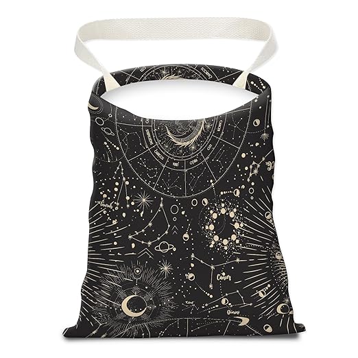 APVDSH Car Trash Can, Seat Back Hanging Car Trash Bag, Cute Canvas Car Garbage Bag, Essential Car Trash Bin Car Organizers Sun and Moon