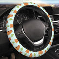 Capybaras and Leaves Steering Wheel Cover for Women Elastic Rubber Steering Wheel Universal 15 Inch Fit for Cars, Auto, SUVs