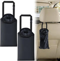 ecocstm 2 PCS Car Trash Bags, Washable Car Garbage Bag Hanging, Detachable Trash Can with Top Elastic Vent & Sticky Strap Bottom Opening, Seat Back Tash Bag for Cars,Travelling,Outdoor