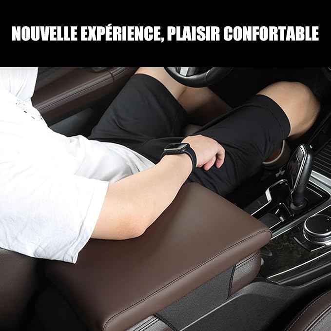 Car Armrest Cover Pad for Land Rover Range Rover (Evoque, Sport, Velar)MG HS 2023 2022 Premium Leather Center Console Armrest Cushion Pad Anti-Scratch Waterproof Auto Interior Accessories Light Brown