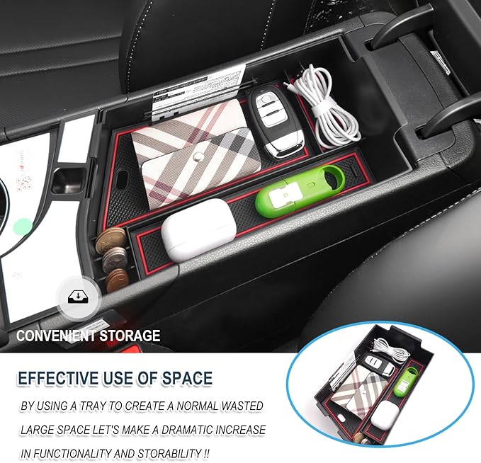 Ruiya 2024-2026 Sonata Center Console Organizer for 2026 Hyundai Sonata Accessories ABS Material Armrest Console Organizer Compatible with 2024 2025 2026 Hyundai Sonata SE/SEL/SEL Plus/N Line/Limited