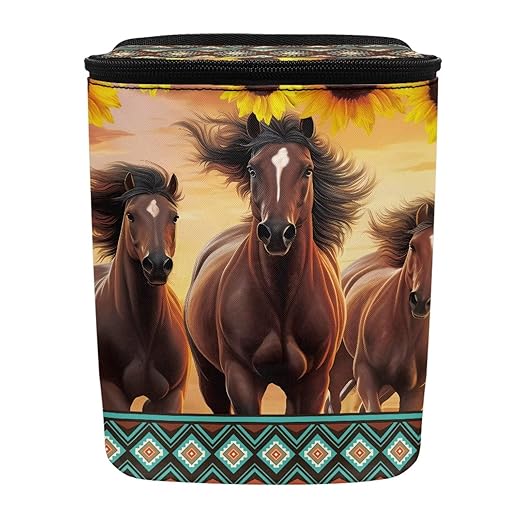 Brown Horse Car Trash Can with Lid,Hanging Leak Proof Garbage Bin for Back Seat,Universal Fit Most Vehicle Truck Interior Accessory
